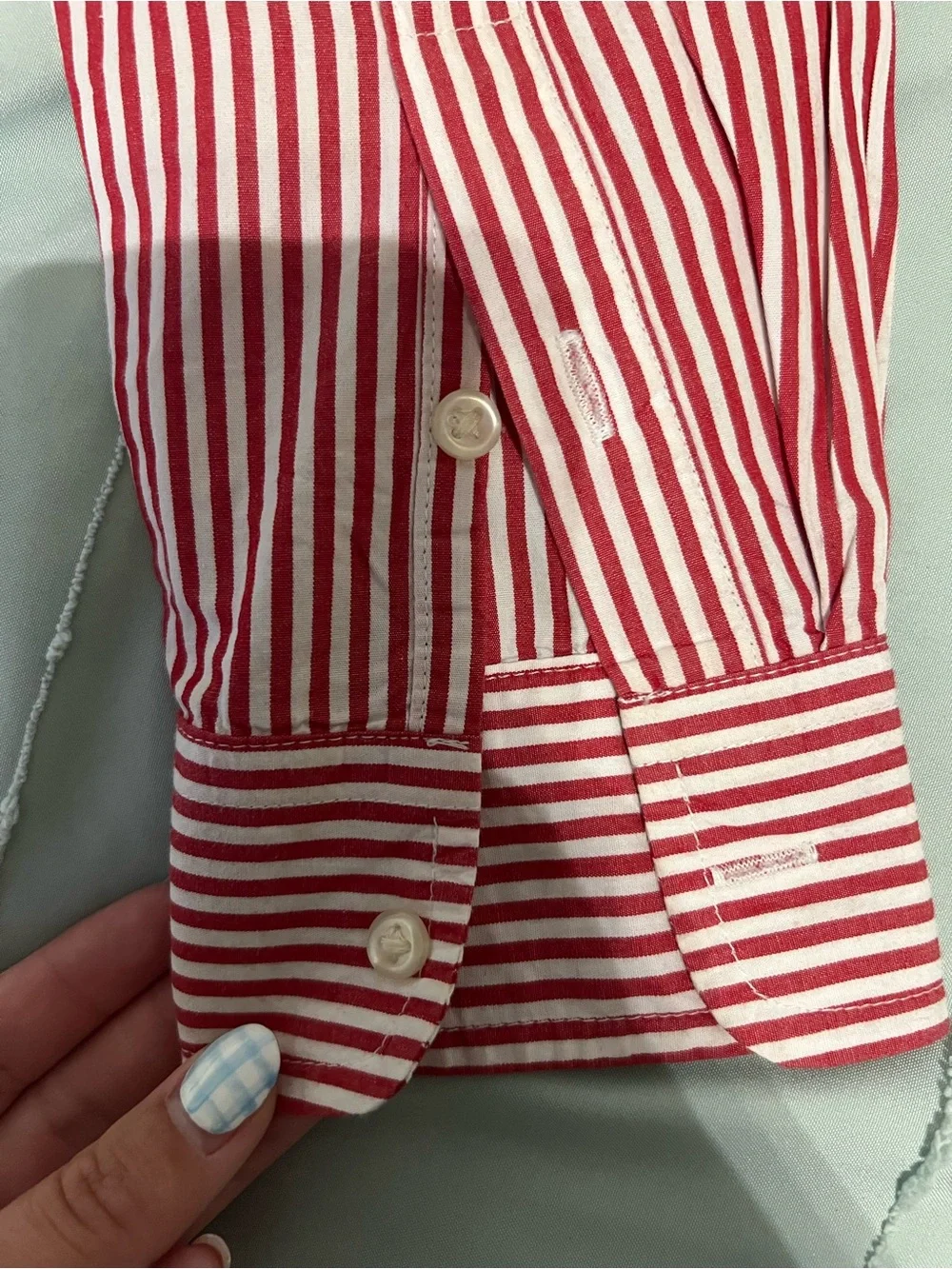 Ralph Lauren Red & White Vertical Stripe button-up Shirt Boys medium
